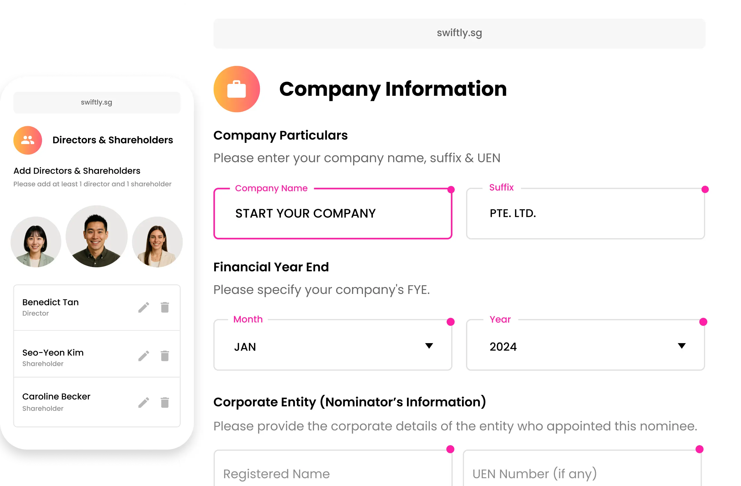 Corporate Company Information Page Desktop